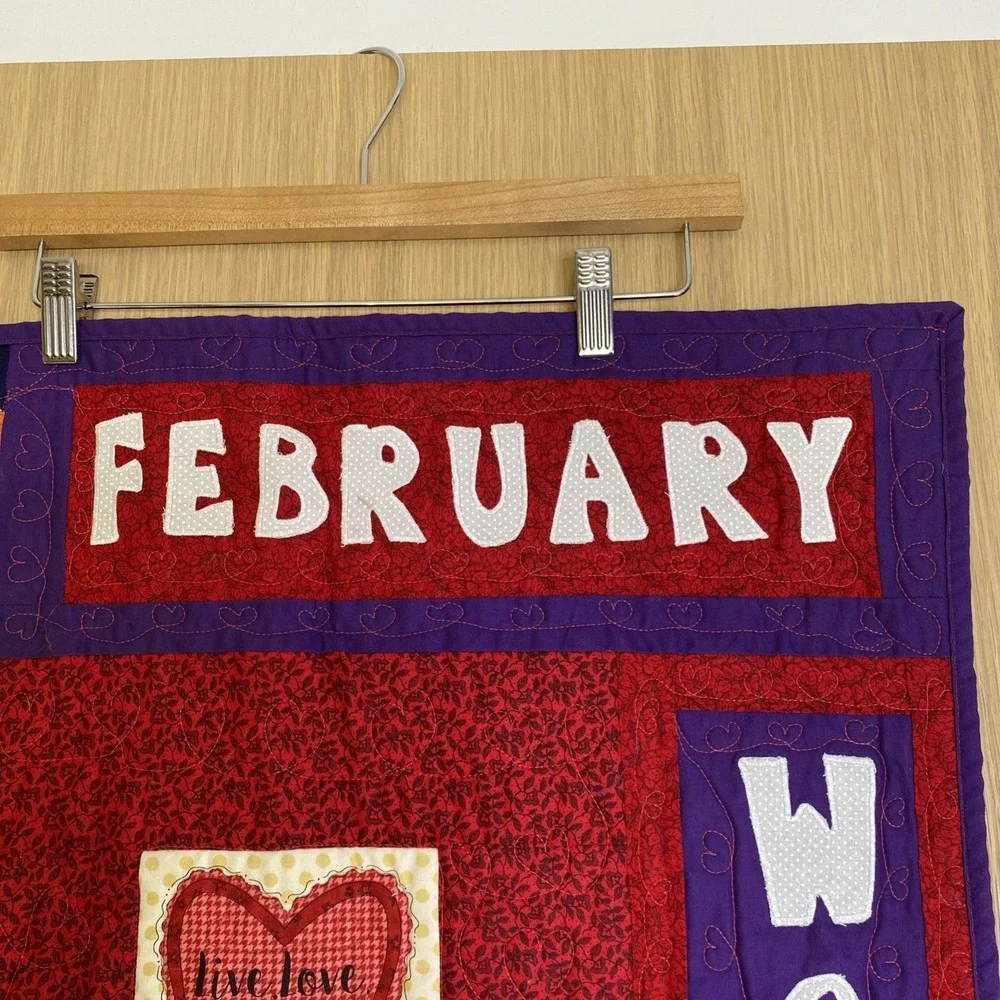 February Valentine's Heart Quilted Wall Hanging Live Love Laugh Welcome 24